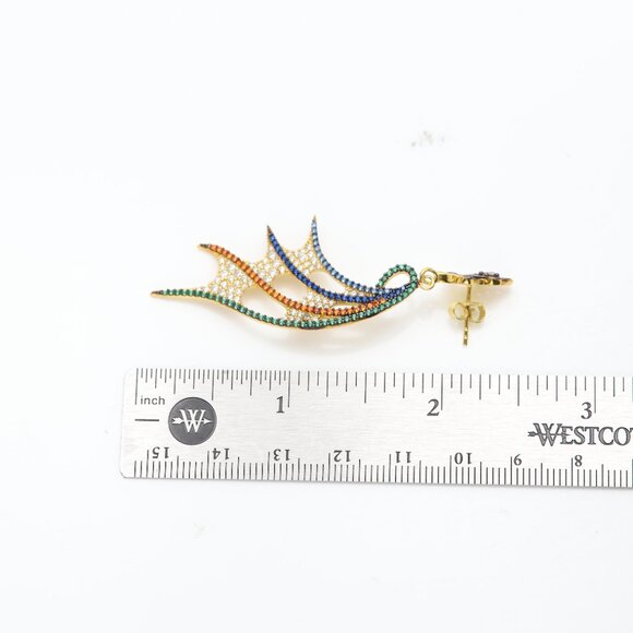 Color Dangle Earrings Sterling Silver Multi Color Stones Chandelier Dangling - Picture 4 of 8